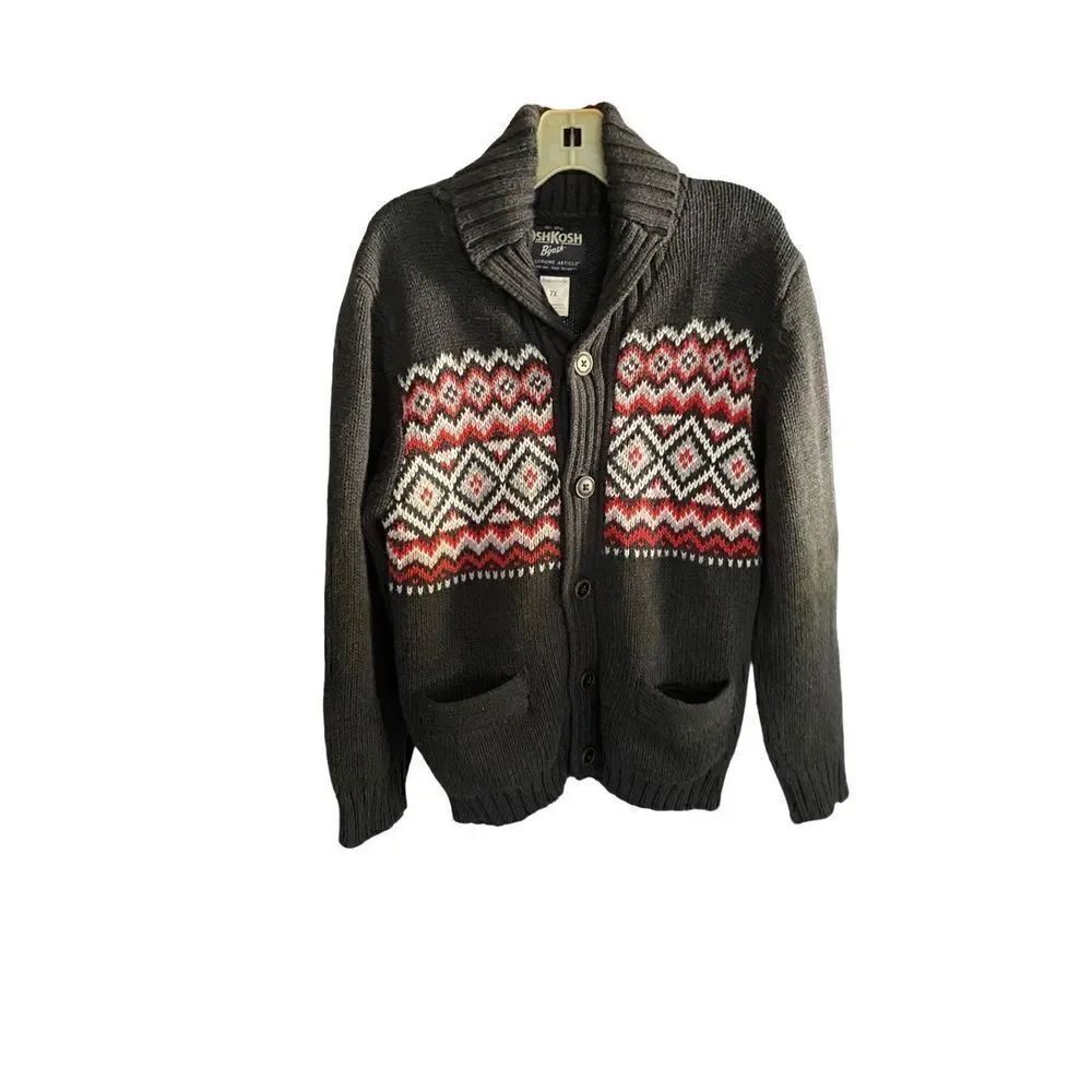 Oshkosh bgosh boys, button front, Cowl neckโcardigan,โsizeโ7X